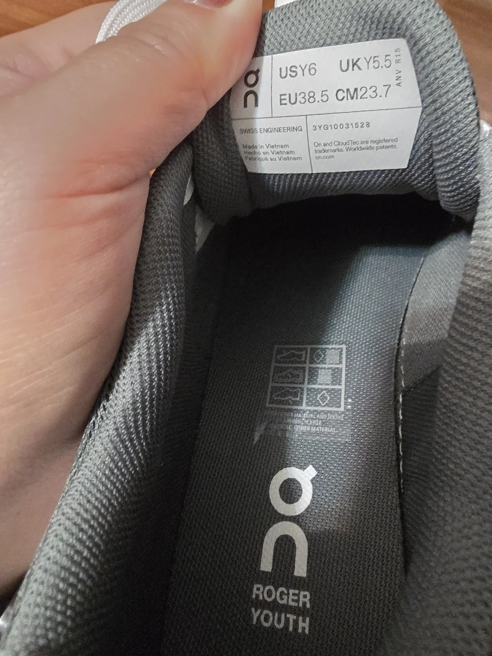 On Running Kids White Sneakers with Gray Accents